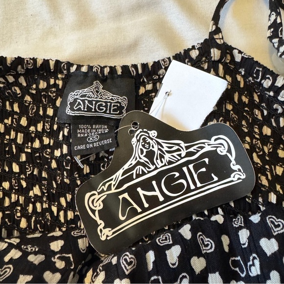 NEW Angie XS Hearts Mini Dress ~ Black & White Babydoll Y2K Valentine's - Picture 7 of 7